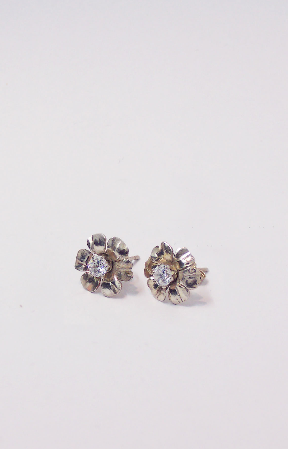 Silver and Zircon Stud Earrings